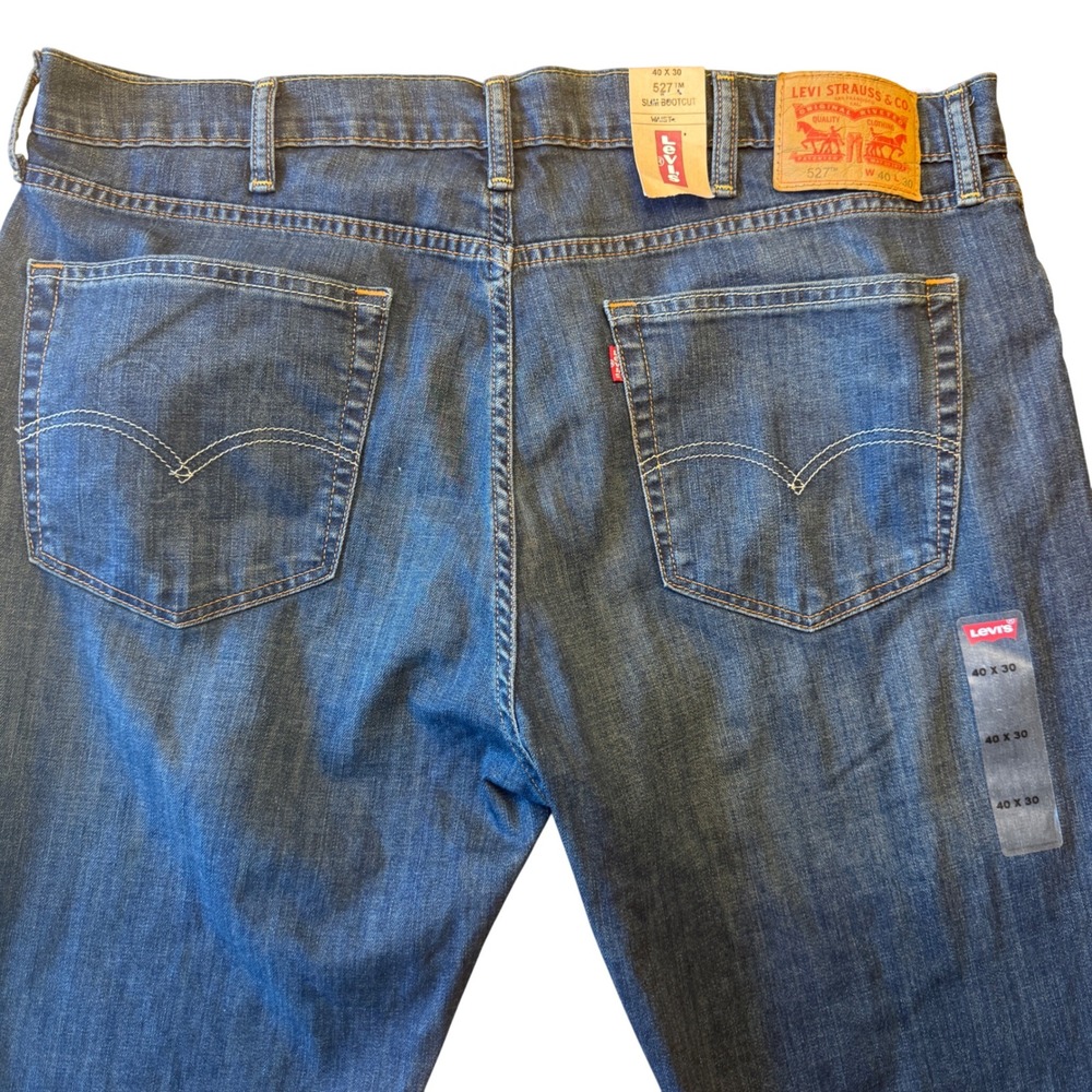 Levi's 527 Slim Bootcut Jeans Mens 40x30 Blue Denim Stretch NWT